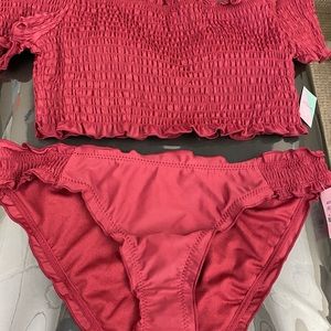 Super cute burgundy 2 piece bathing suit!